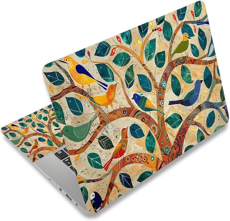 Lauspuck 12.1 13 13.3 14 15.4 15.6 Inches Laptop Skin Sticker Decal Universal Netbook Skin Sticker Reusable Notebook Art Decal Protector Cover, Colorful Tree Bird - Image 1